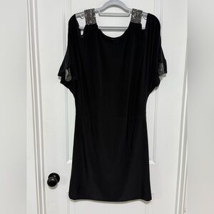 Jennifer Lopez Black Mini Dress with Silver Accents Dolman Sleeve